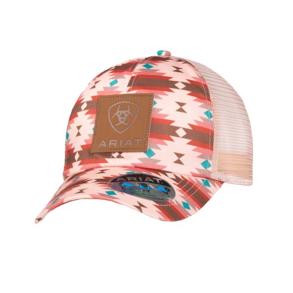 Ariat Girls CAP, mit Zopfloch in rosa, Azteken Design