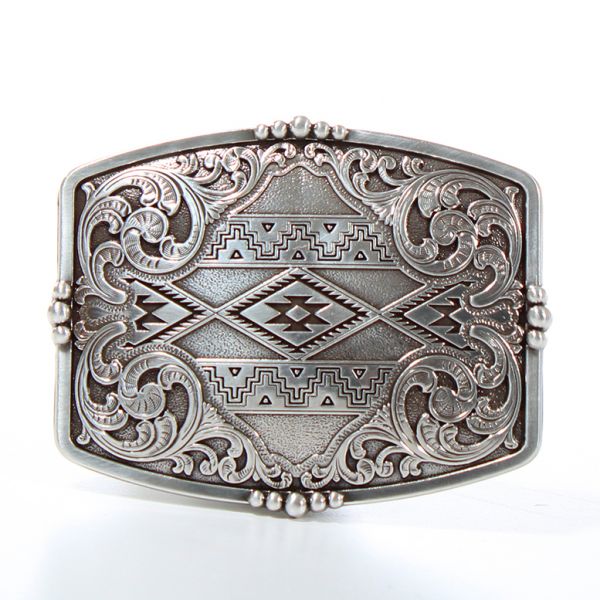 Gürtelschnalle, Buckle, rechteckig, Floral Aztec Design