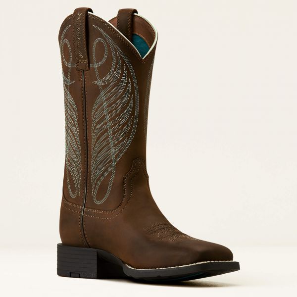 Ariat Damen Western Boots Round Up Wide Square Toe powder brown